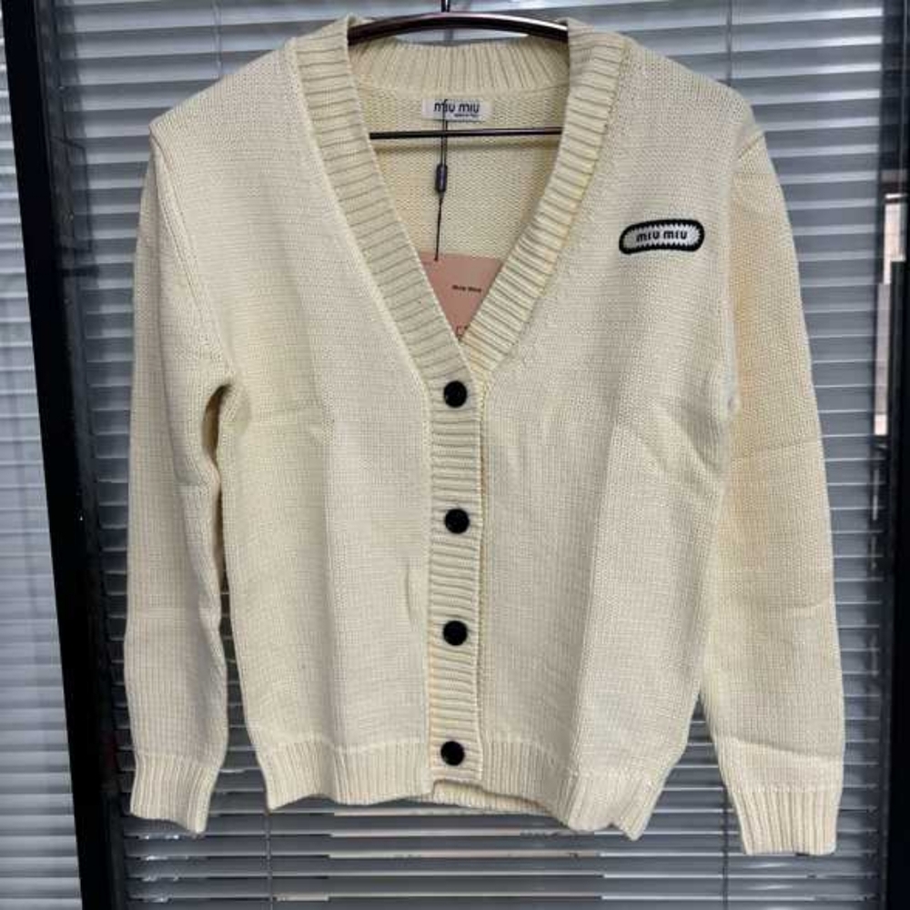 MIU MIU cream knitted cardigan